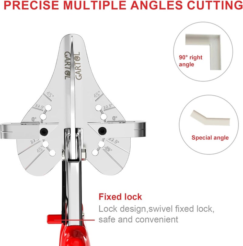 GARTOL Miter Shears 22.5°-135° Adjustable – Precision Angle Cutter for Molding, Shoe Molding, Quarter Round, PVC, Wood Trim, MDF, Heavy-Duty Multi-Angle Cutting Tool with SK5 Steel Blade & Spare Blade - Image 3